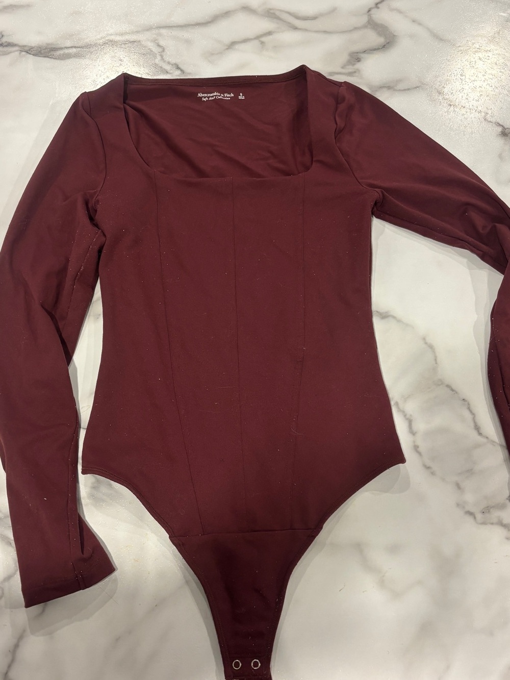 Abercrombie & fitch -  Long Sleeve Square Neck Bodysuit - Burgundy